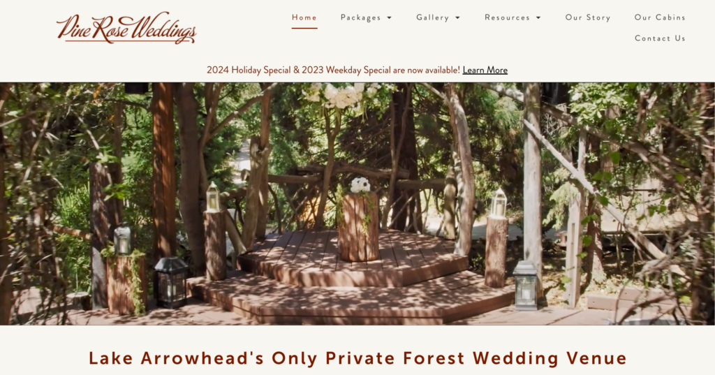 Arrowhead Pine Rose Wedding Home Page